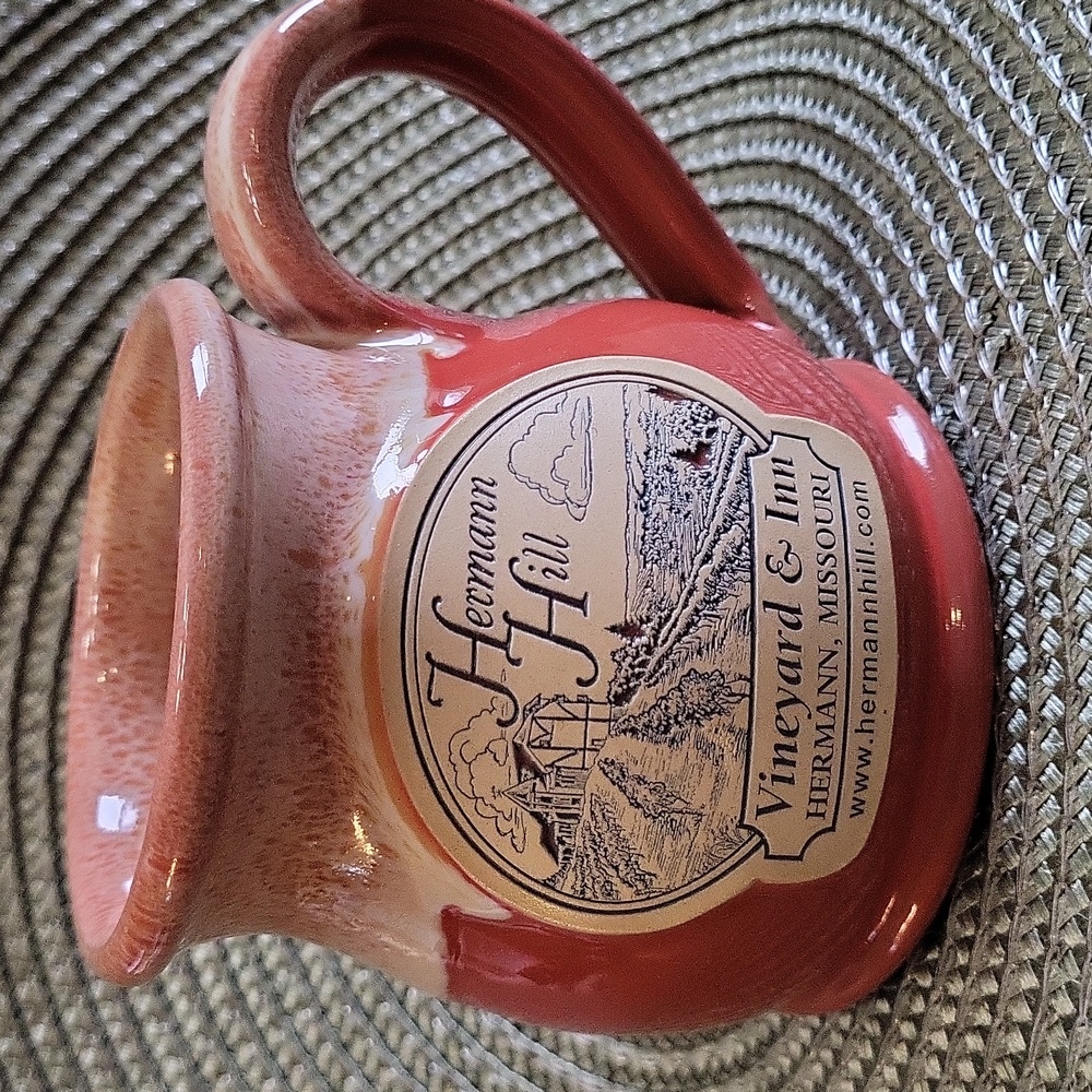 Deneen Pottery mug, orange, great pre-owned condition, Hermann Hill